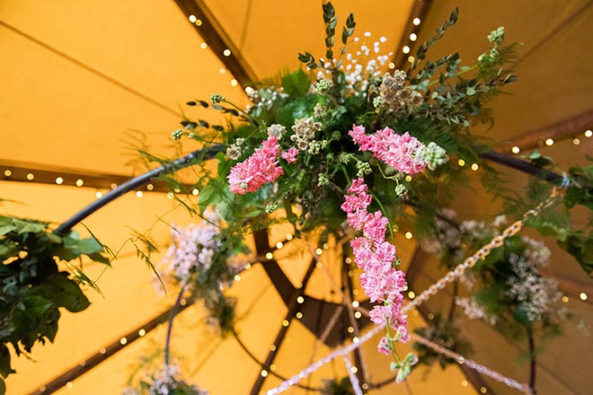 Pink Floral Hoops Suspended